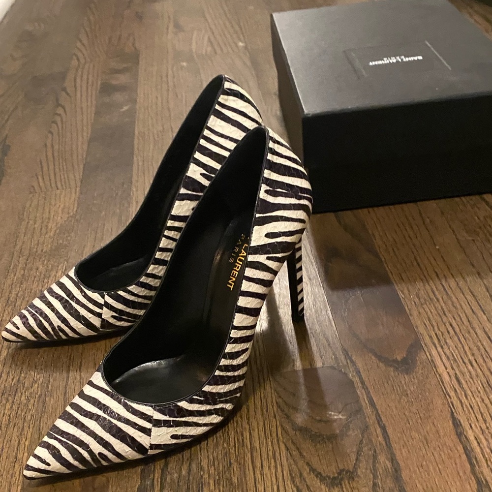 Saint Laurent Zebra Print Pumps, sz 10.5 / 40.5